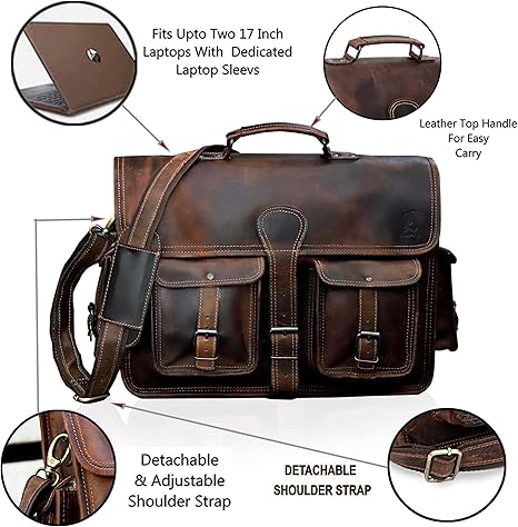 PENNSYLVANIA LEATHER MESSENGER LAPTOP BAG