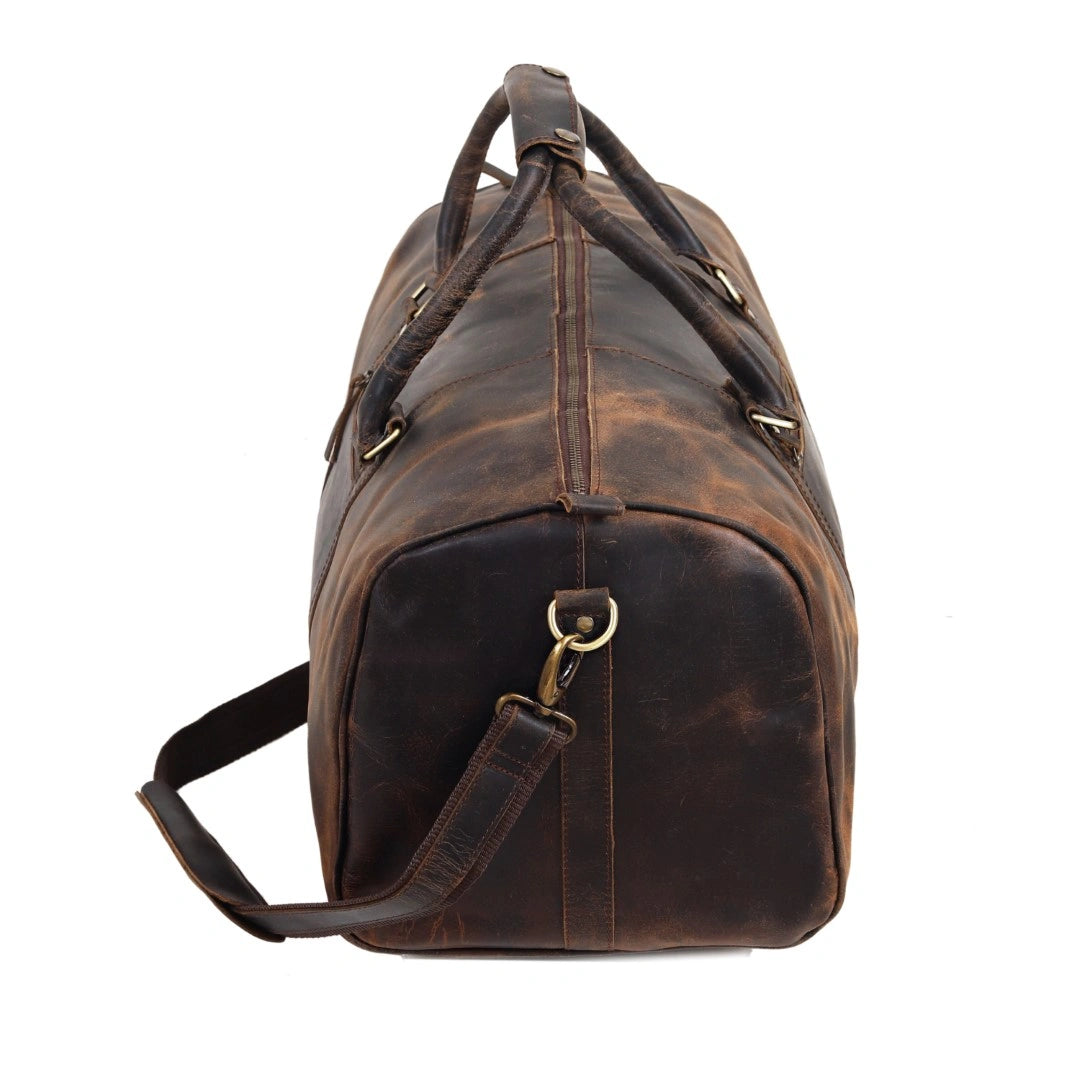 JOHN LEATHER DUFFEL BAG FOR MEN - VINTAGE BROWN
