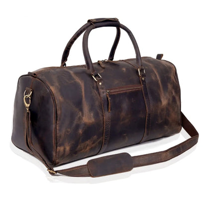 RUSTIC LEATHER DUFFEL BAG - VINTAGE BROWN