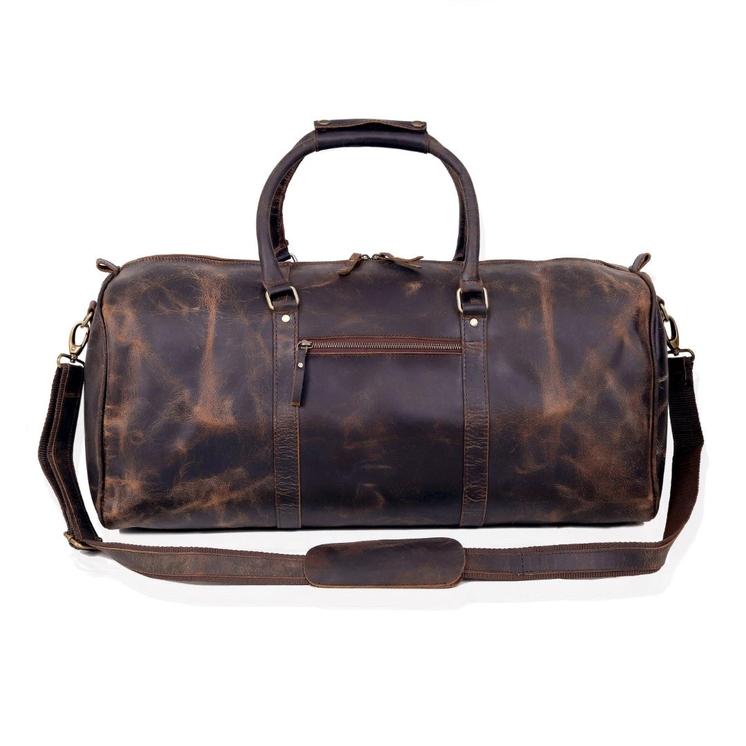 JOHN LEATHER DUFFEL BAG FOR MEN - VINTAGE BROWN