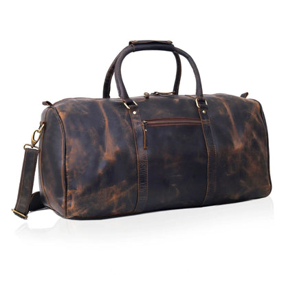 JOHN LEATHER DUFFEL BAG FOR MEN - VINTAGE BROWN