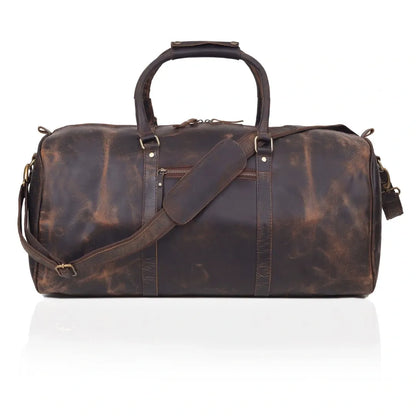 RUSTIC LEATHER DUFFEL BAG - VINTAGE BROWN