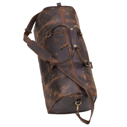 JOHN LEATHER DUFFEL BAG FOR MEN - VINTAGE BROWN