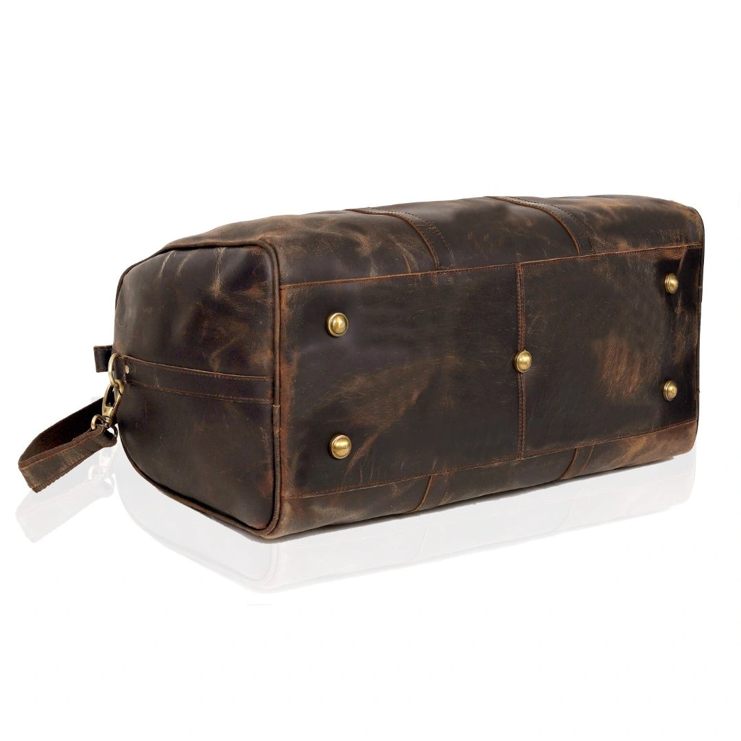JOHN LEATHER DUFFEL BAG FOR MEN - VINTAGE BROWN
