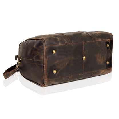 JOHN LEATHER DUFFEL BAG FOR MEN - VINTAGE BROWN