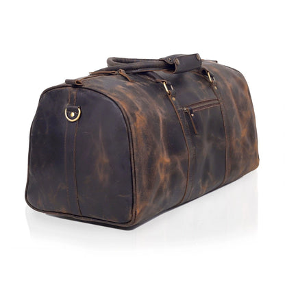 JOHN LEATHER DUFFEL BAG FOR MEN - VINTAGE BROWN