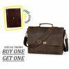 Vintage Brown Leather Messenger Bag + Journal Gift Set