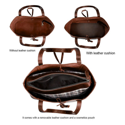 DENVER LEATHER TOTE BAG - BURGUNDY