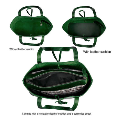 DENVER BUFFALO LEATHER TOTE BAG - GREEN