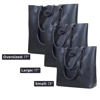 DENVER LEATHER TOTE BAG - BLACK