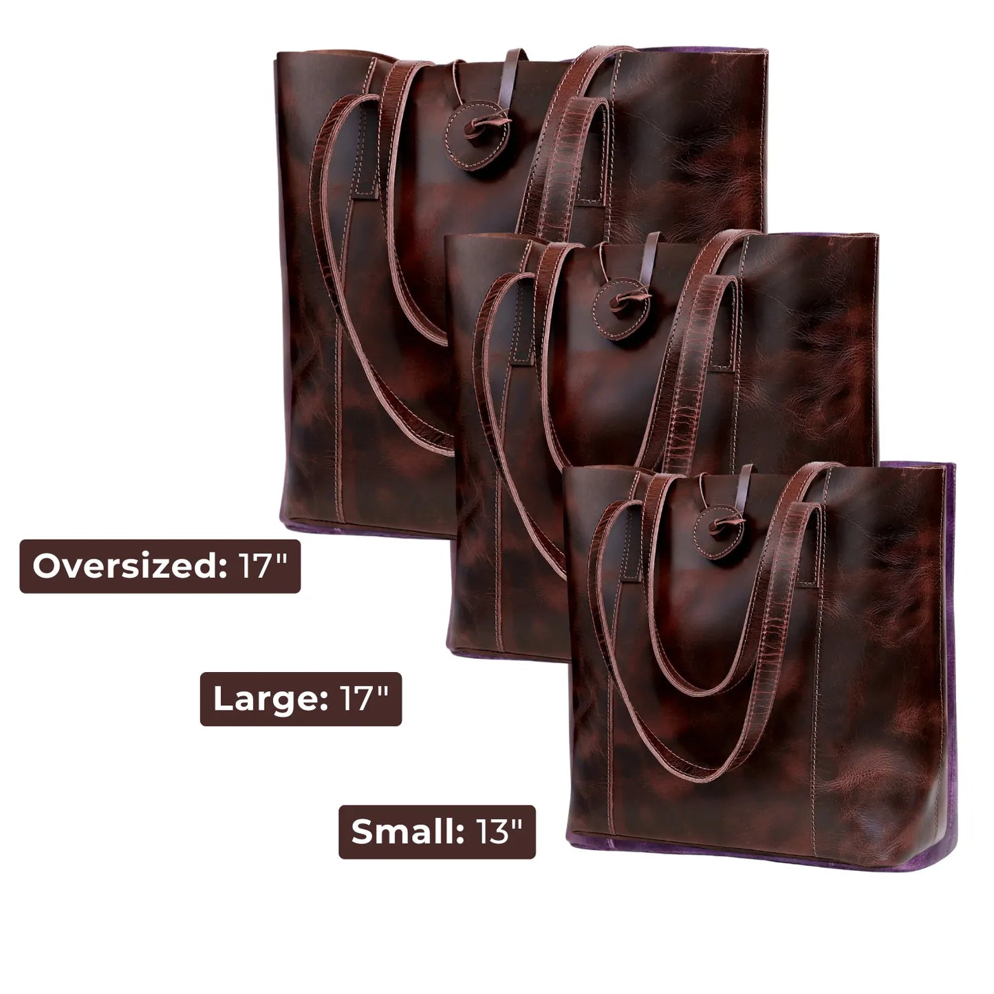 DENVER LEATHER TOTE BAG - BURGUNDY