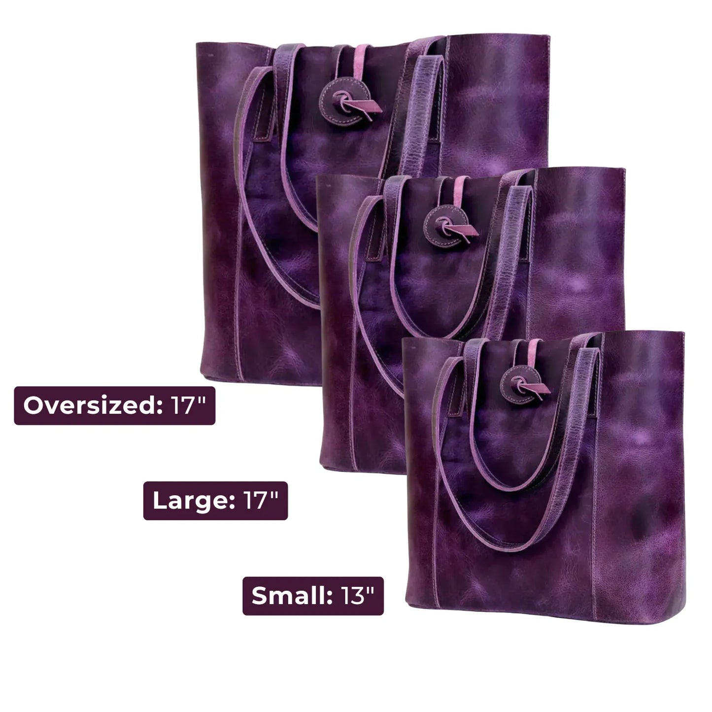 DENVER LEATHER TOTE BAG - PURPLE