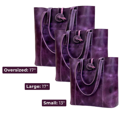 DENVER LEATHER TOTE BAG - PURPLE