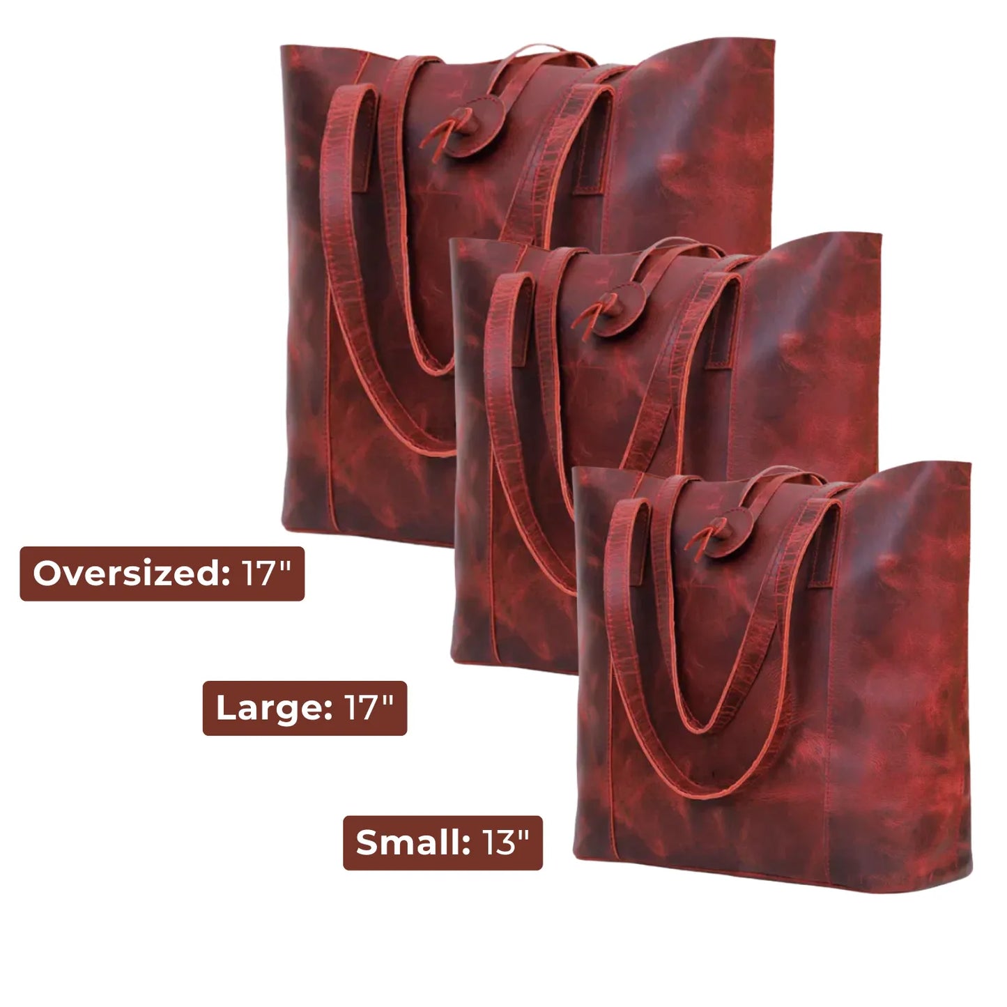 DENVER LEATHER TOTE BAG - RED