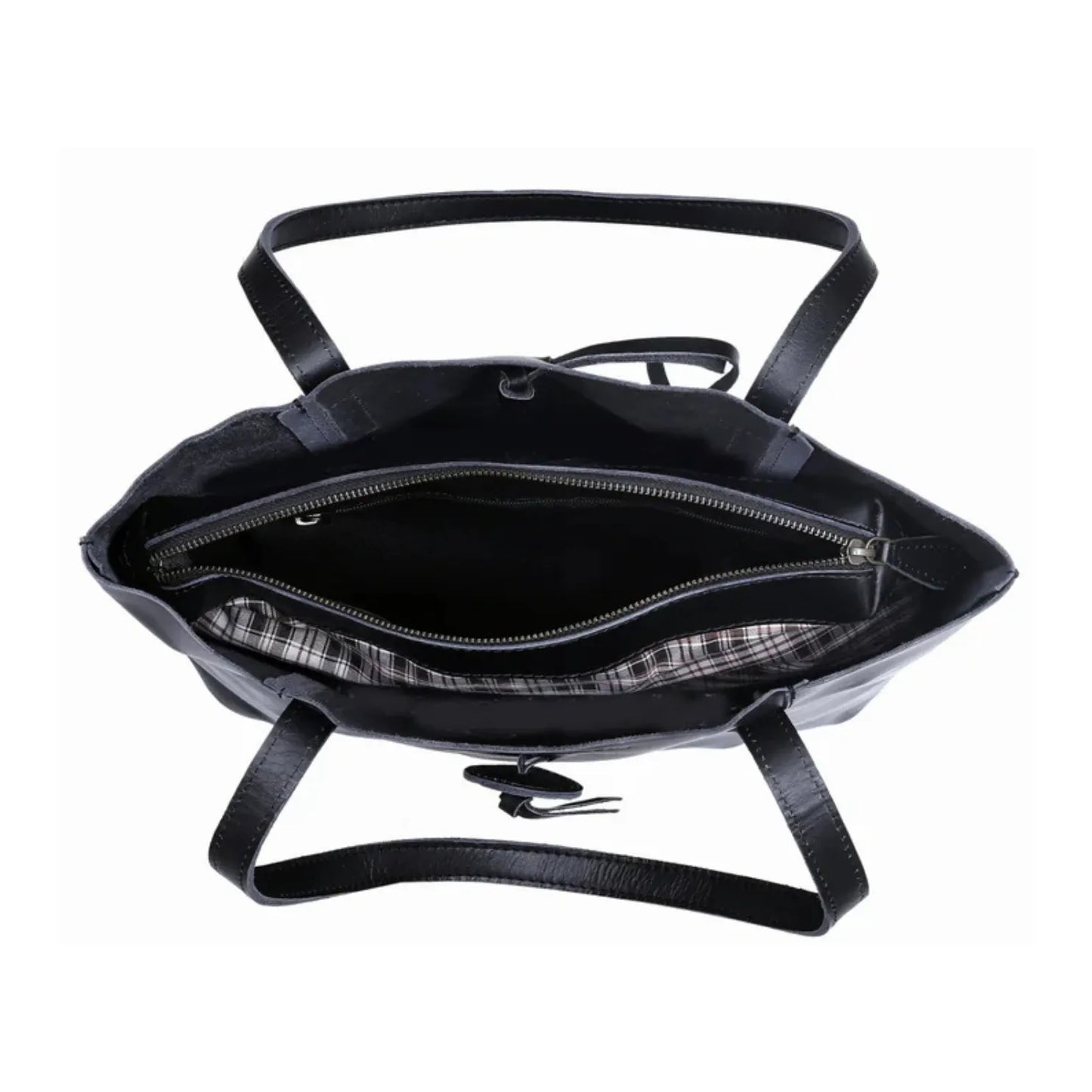 DENVER LEATHER TOTE BAG - BLACK