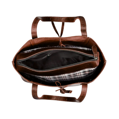 DENVER LEATHER TOTE BAG - BURGUNDY