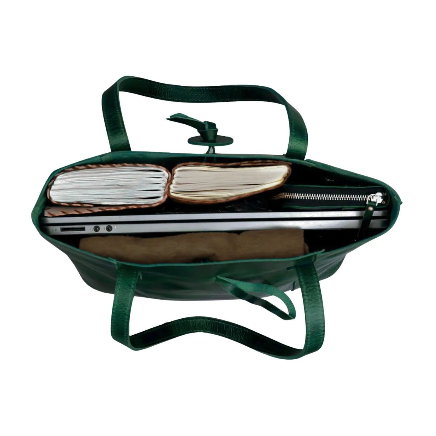 DENVER BUFFALO LEATHER TOTE BAG - GREEN