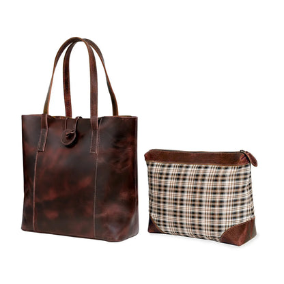 DENVER LEATHER TOTE BAG - BURGUNDY