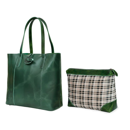 Denver Leather Tote Bag Combo - Green