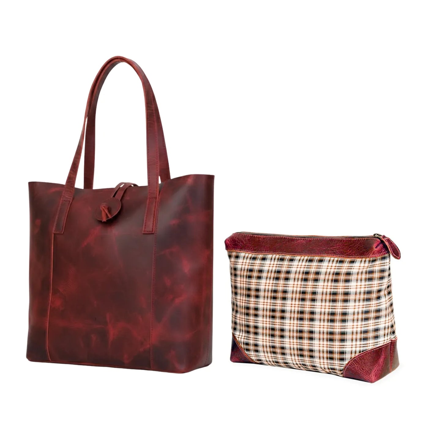 DENVER LEATHER TOTE BAG - RED