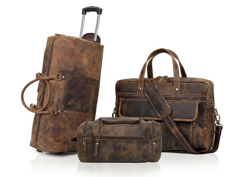 ATLANTA BUFFALO LEATHER DUFFEL COMBO SET