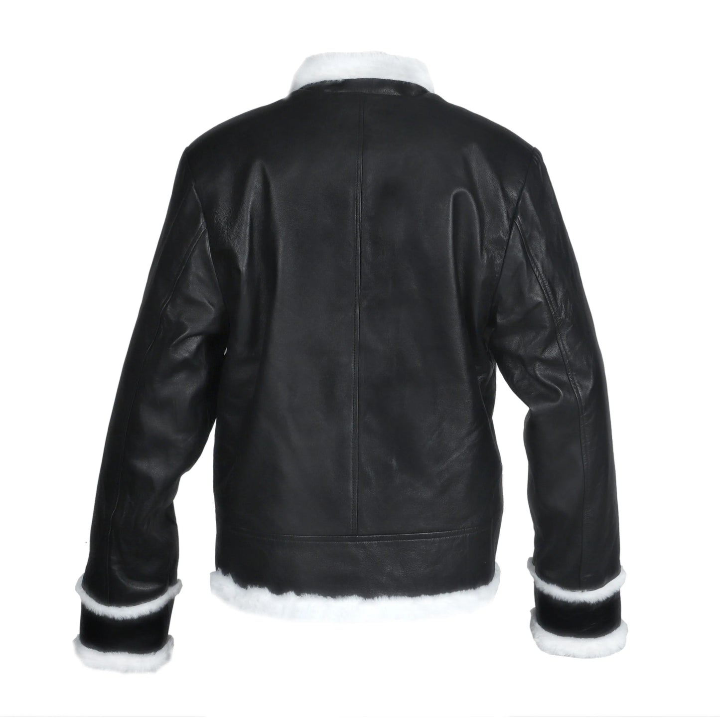 The Maverick: Black Shearling Leather Bomber Jacket