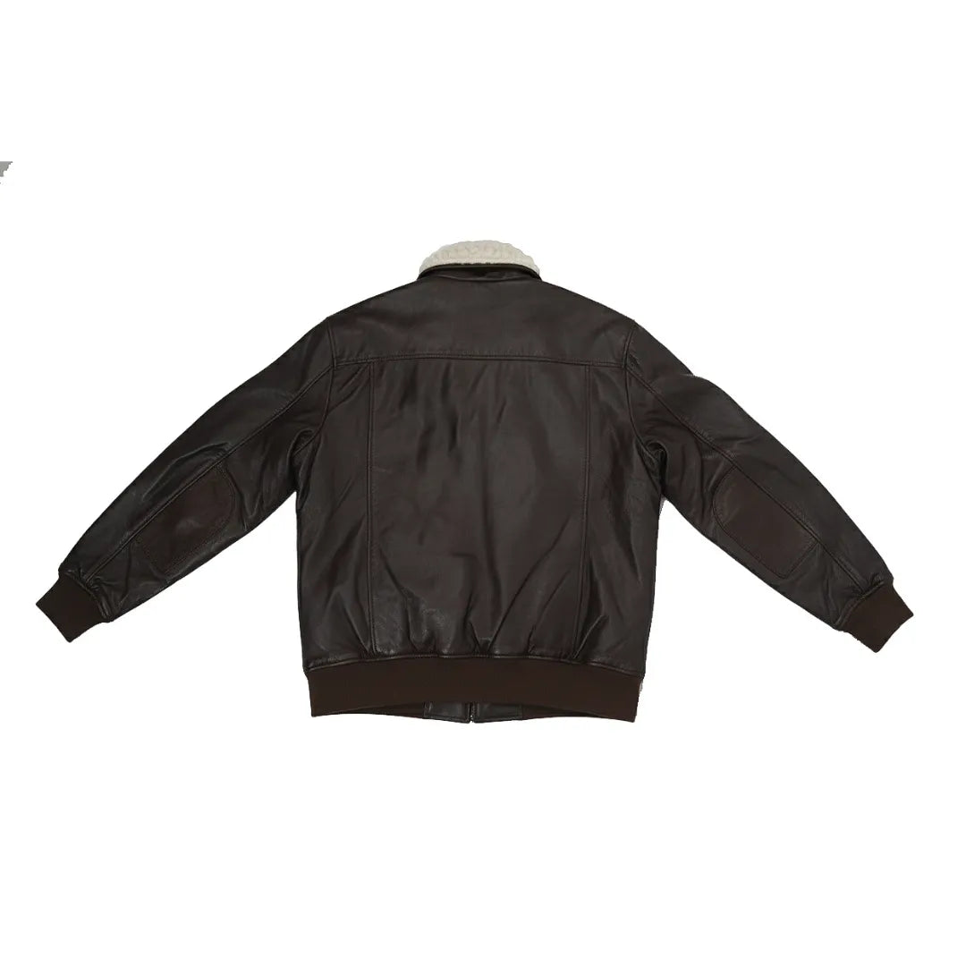 Men's Brown Leather Bomber Jacket - Riding Jacket
