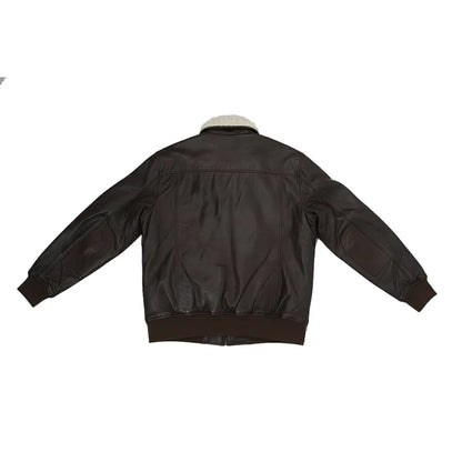 Men's Brown Leather Bomber Jacket - Riding Jacket