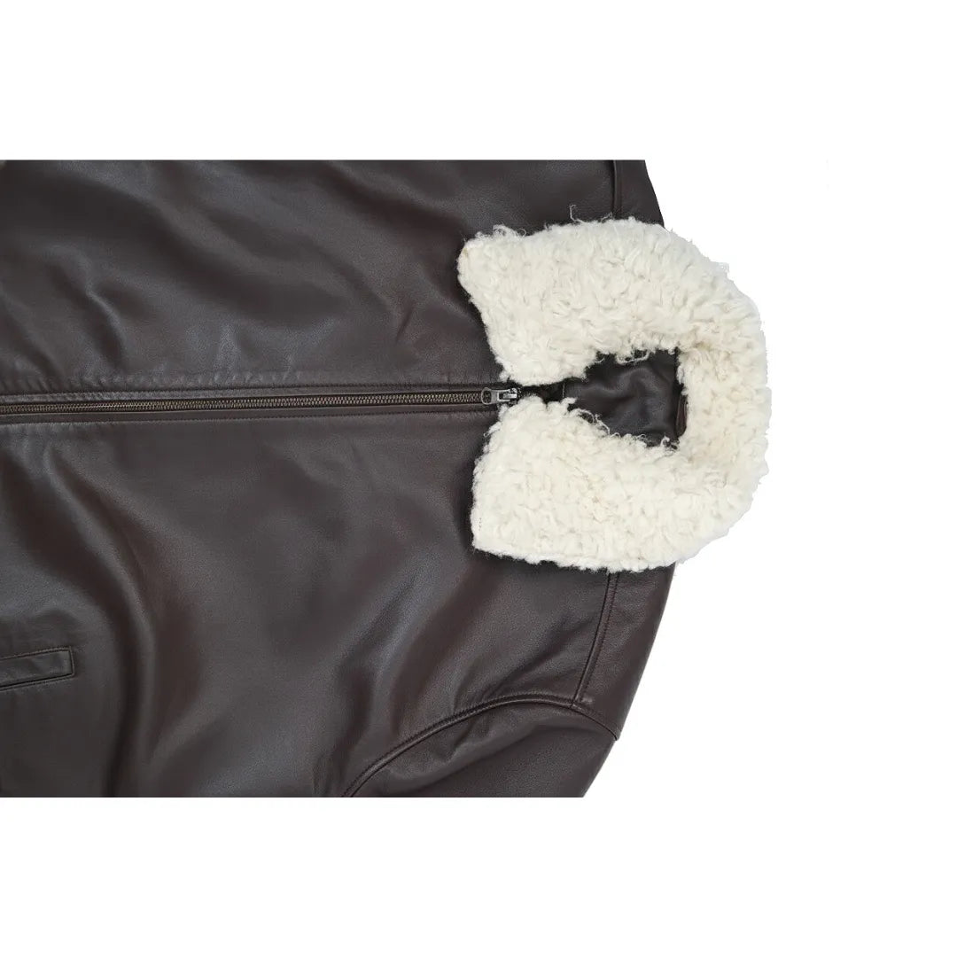 Men's Brown Leather Bomber Jacket - Riding Jacket