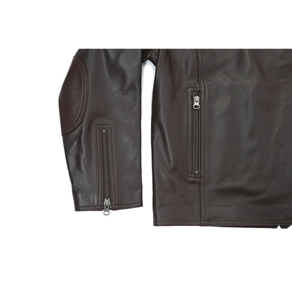 Men's Brown Leather Bomber Jacket - Riding Jacket