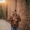Vintage Retro Lederjacke Herren Lederjacke-Herbst Winter Vintage Motorrad Bikerjacke mit Abnehmbarer Kapuze