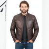 Men's Leather Motorcycle Riding Jacket - Brown Biker Jacket
