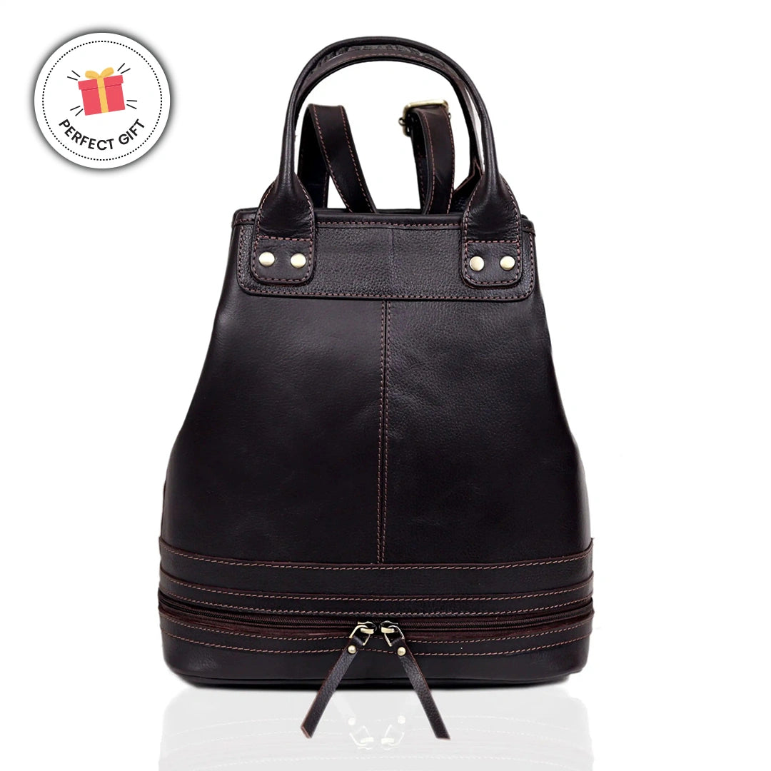 Black Buffalo Leather Backpack for All