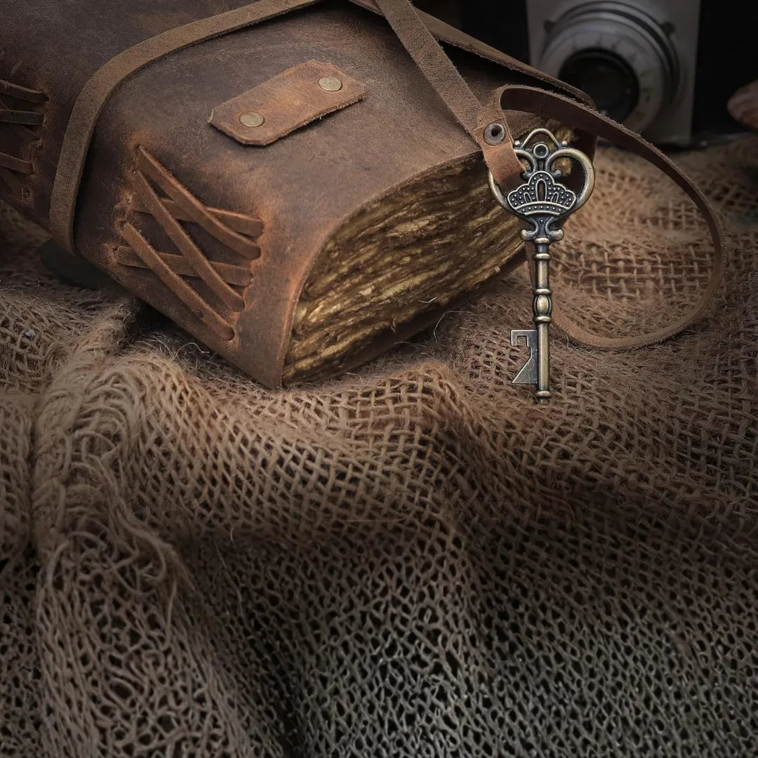 Platte Antique Handmade Leather Bound journal with deckle edge paper