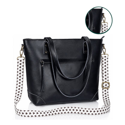 Portland Buffalo Leather Tote Bag Combo - Black