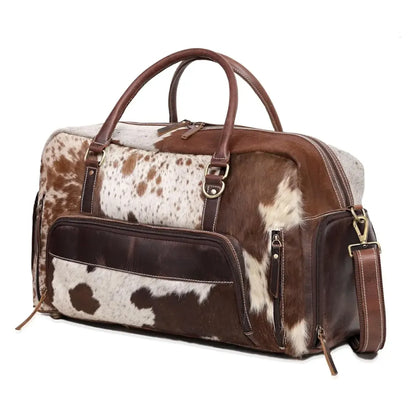 Premium Cowhide Leather Duffle Bag | Unisex Travel Weekender Bag