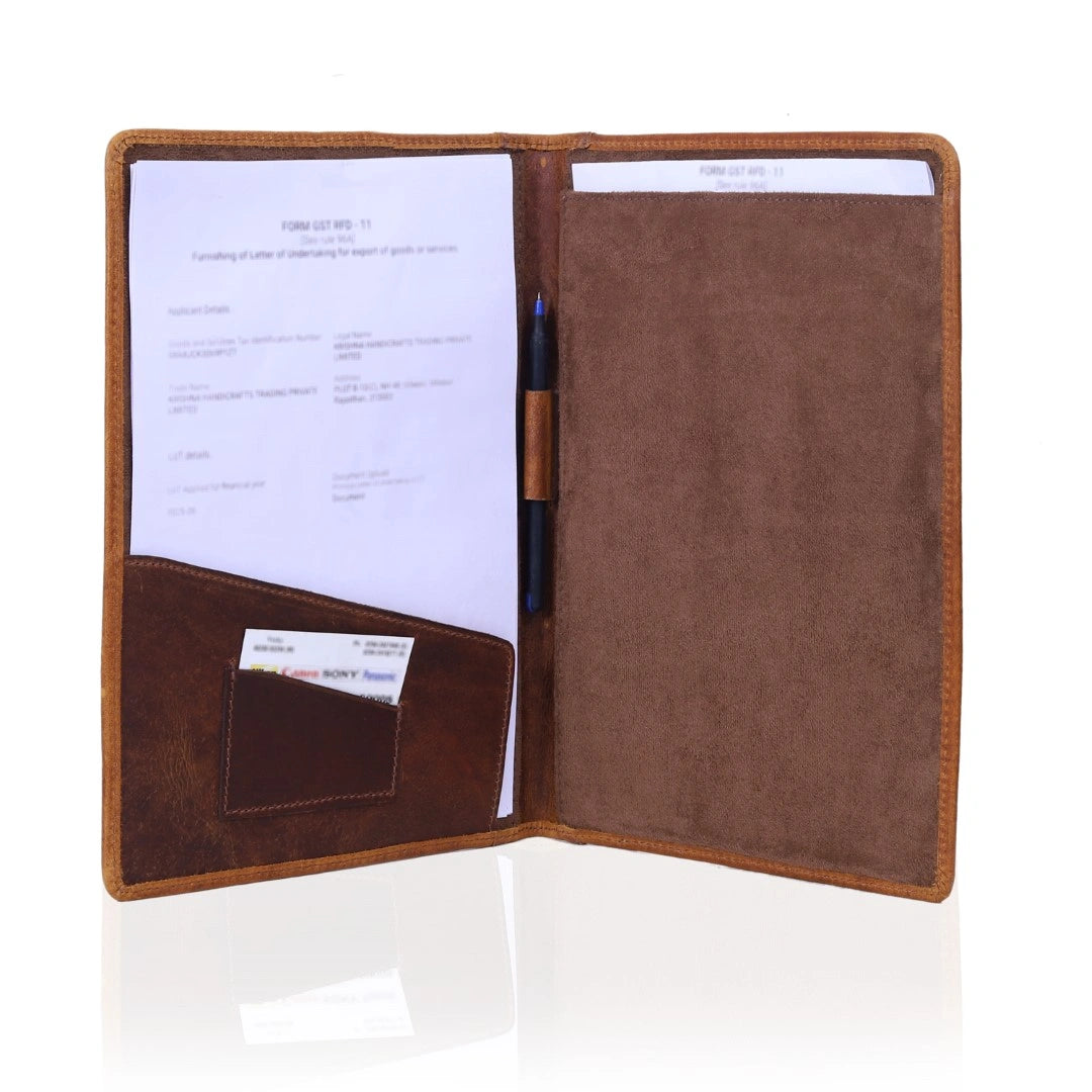 Premium Full-Grain Leather Padfolio with Pockets