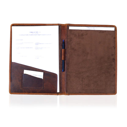 Premium Full-Grain Leather Padfolio with Pockets