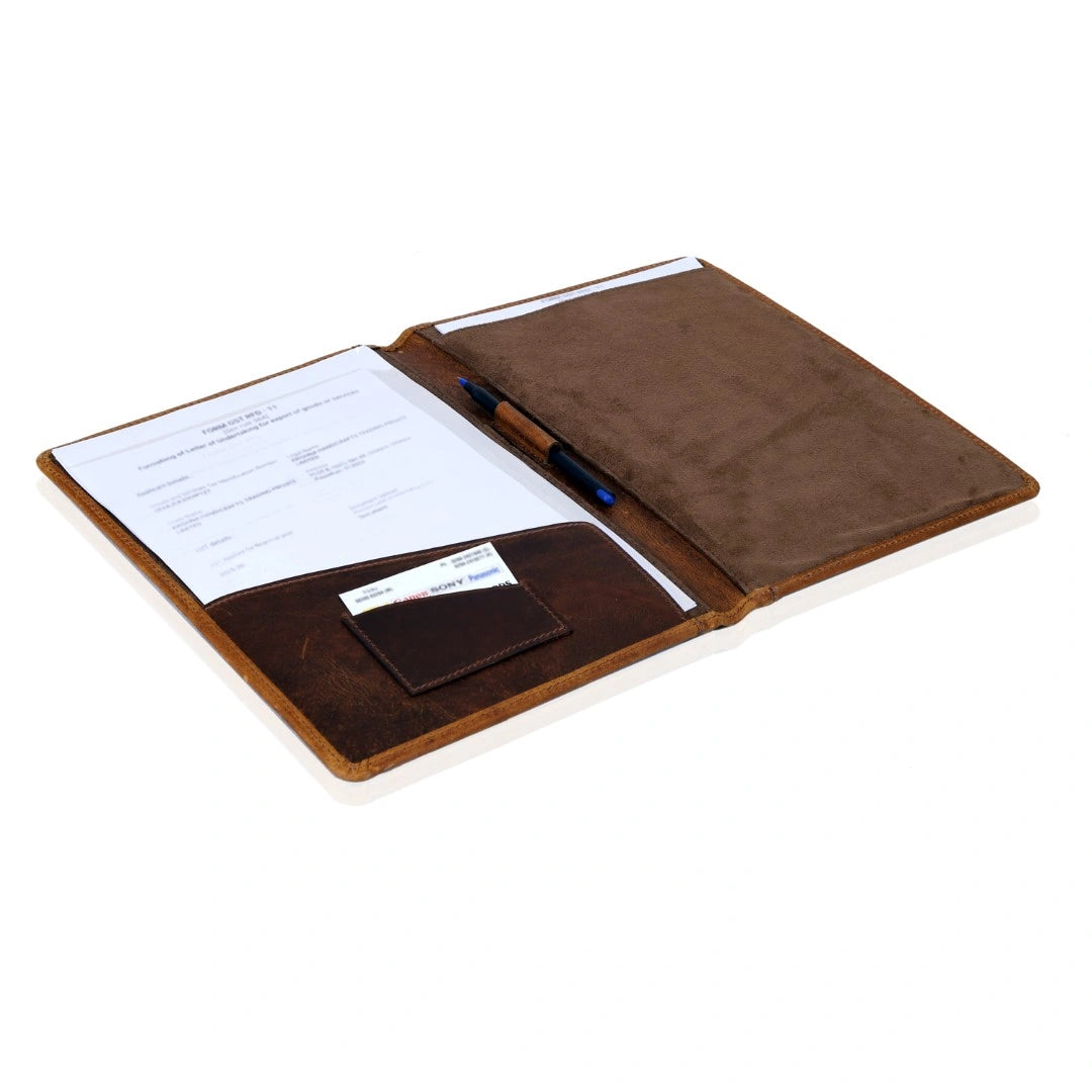 Premium Full-Grain Leather Padfolio with Pockets
