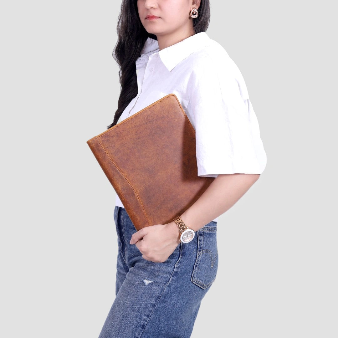 Premium Full-Grain Leather Padfolio with Pockets