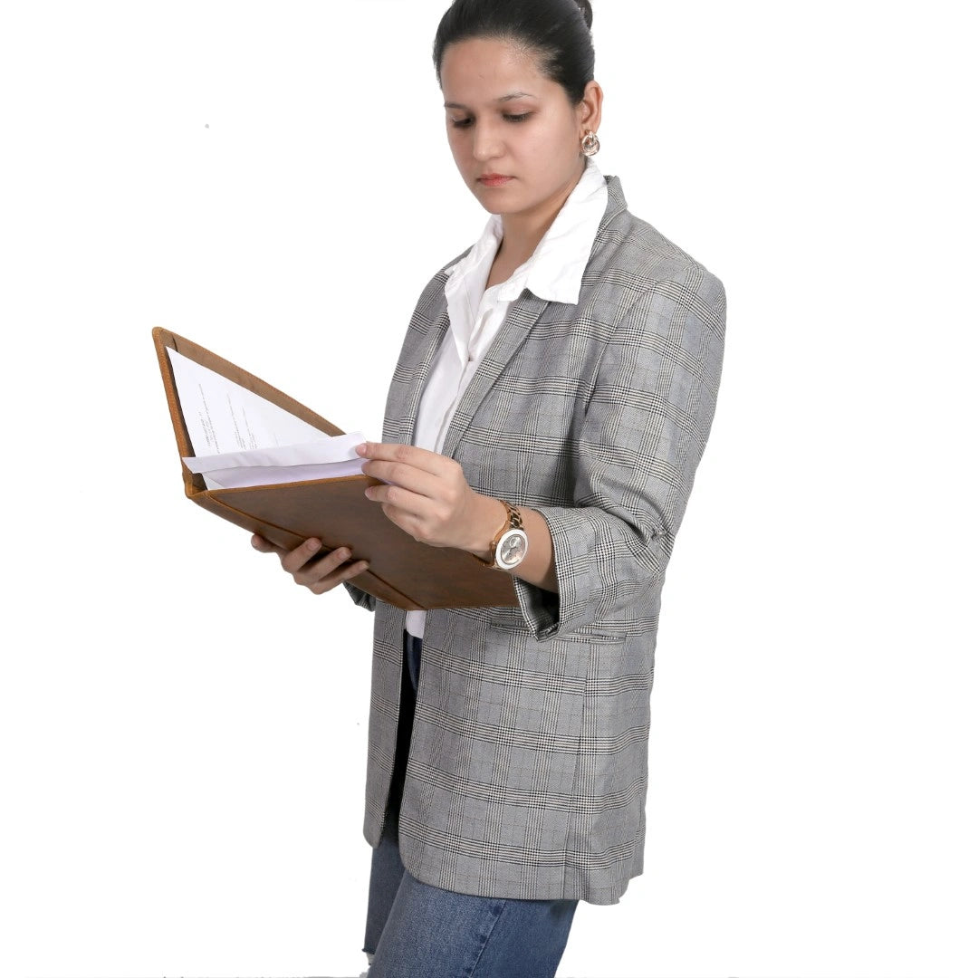 Premium Full-Grain Leather Padfolio with Pockets