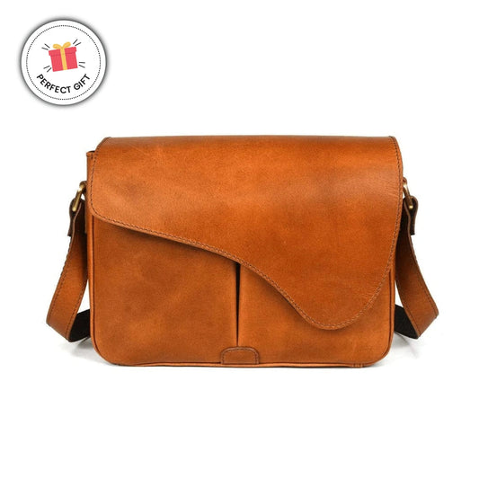 RHEA LEATHER CROSSBODY BAG - Tan