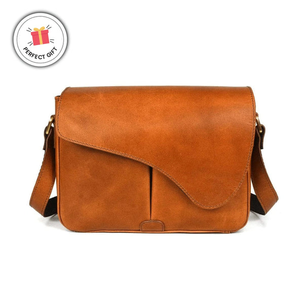 Rhea Leather Crossbody Bag - Tan