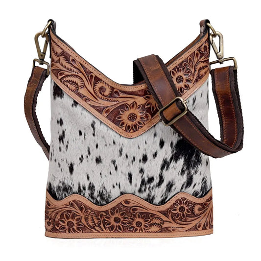 TOOLED LEATHER CROSSBODY BAG