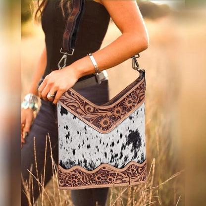 TOOLED LEATHER CROSSBODY BAG