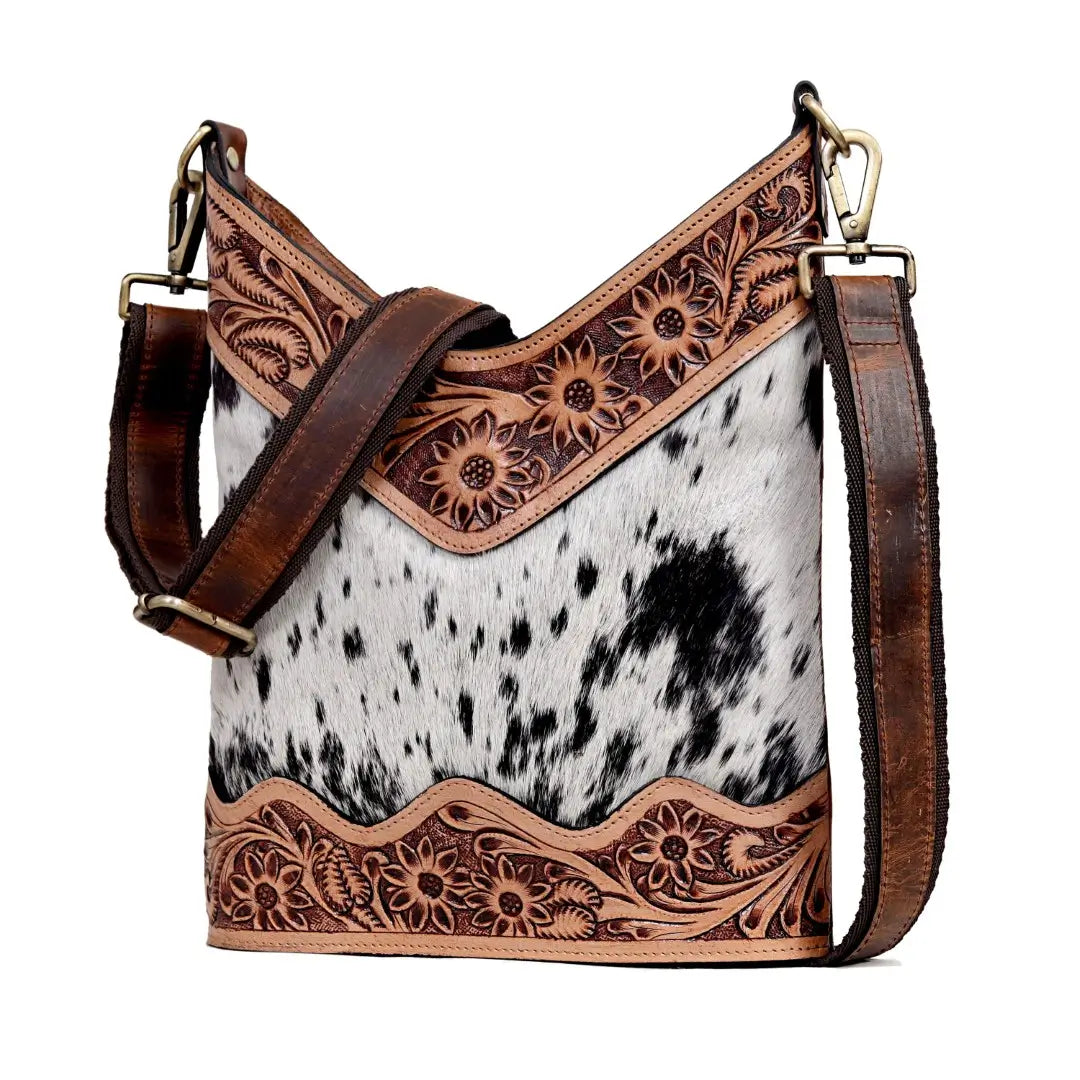 TOOLED LEATHER CROSSBODY BAG