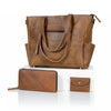 Portland Buffalo Leather Tote Handbag with Zipper Combo - Tan