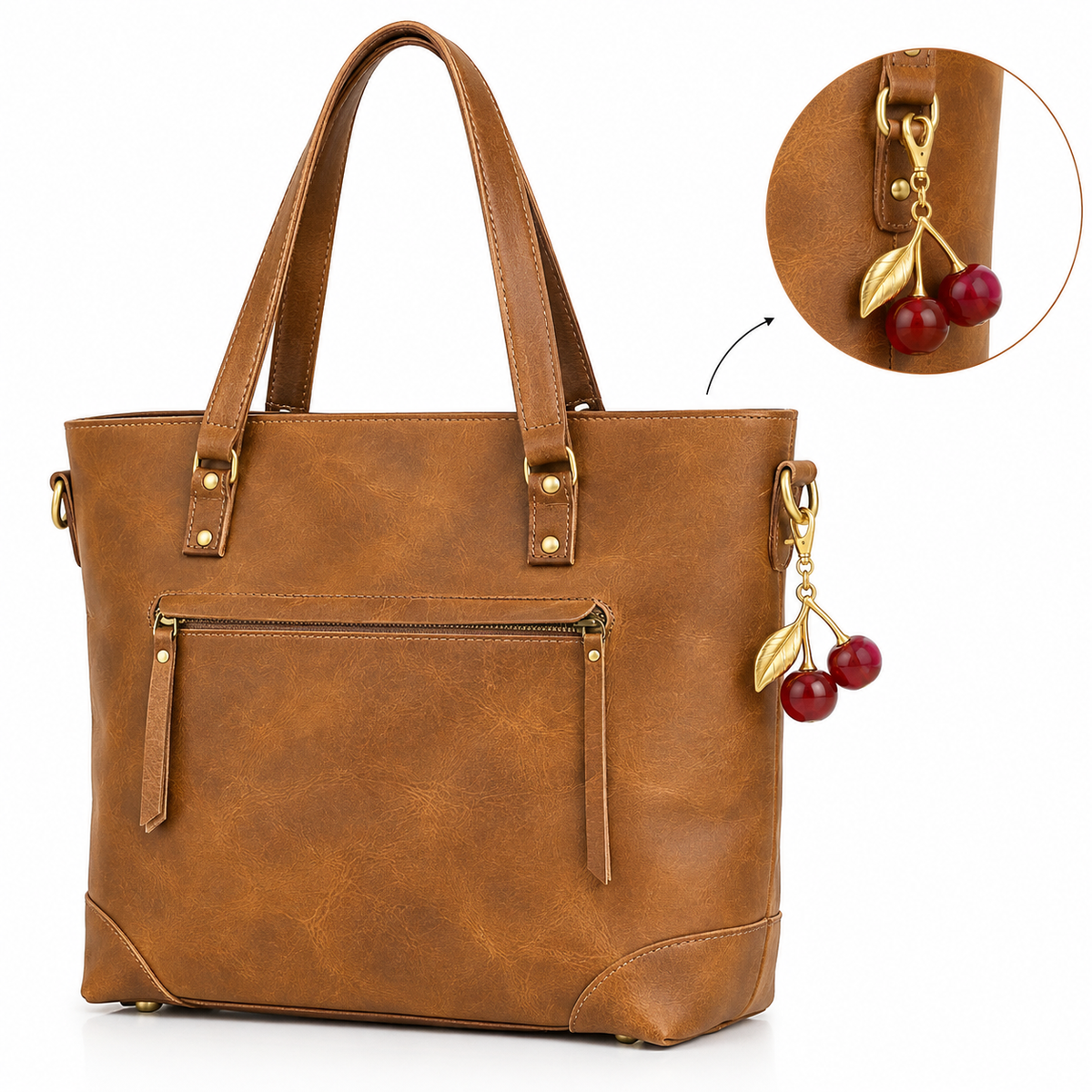 Portland Buffalo Leather Tote Bag - Tan