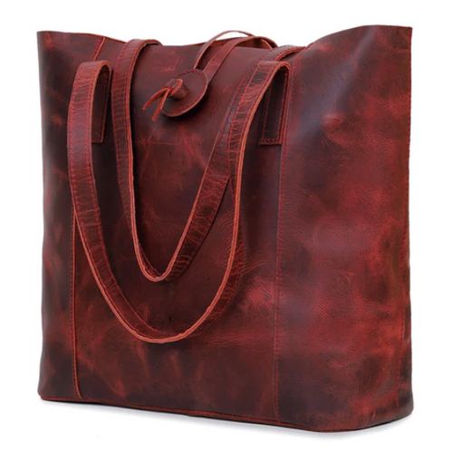 DENVER LEATHER TOTE BAG - RED