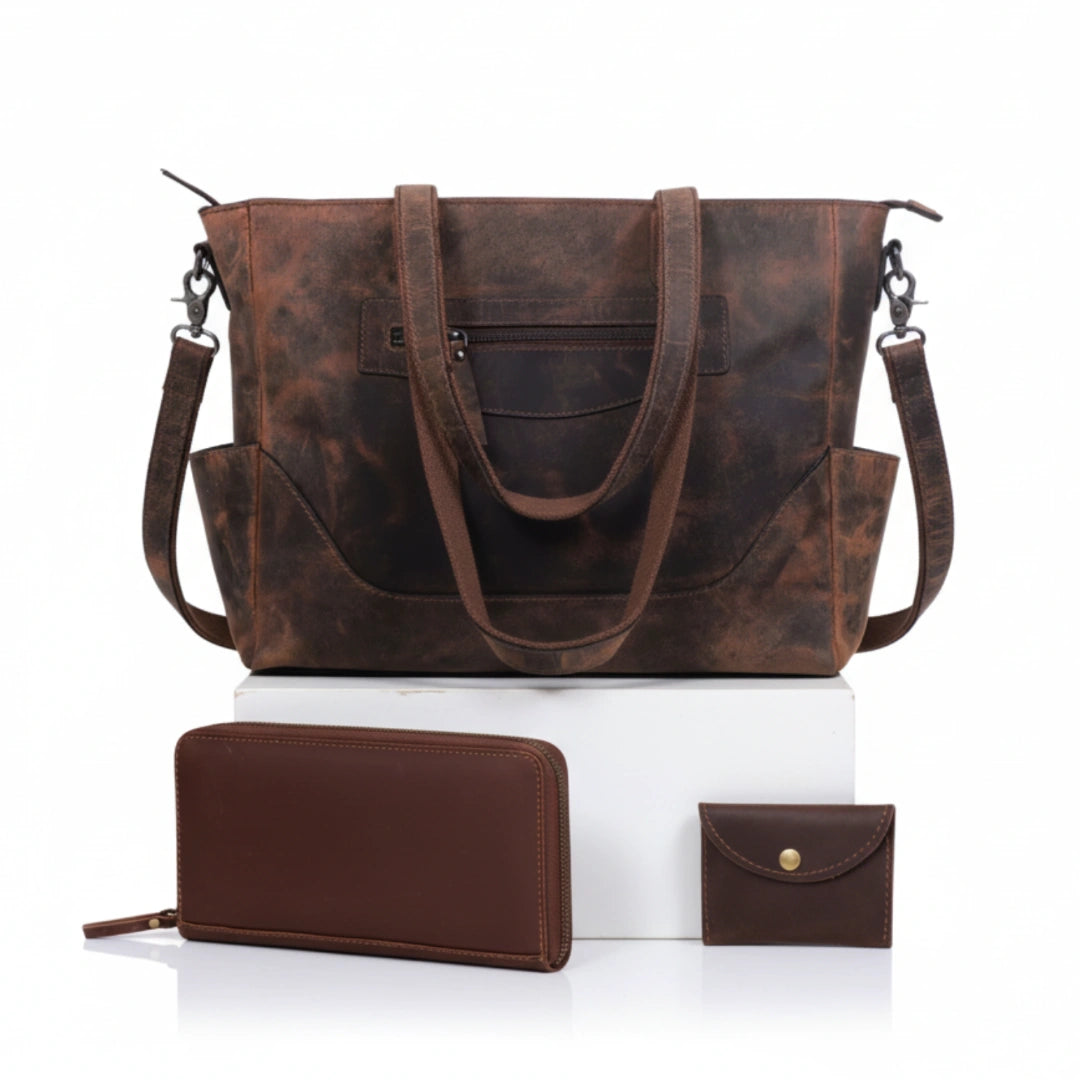 Portland Buffalo Leather Almost Perfect Tote Bag - Vintage Brown